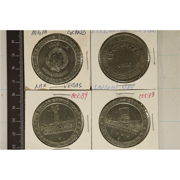 4-$1 METAL CASINO TOKENS: MGM GRAND, EDGEWATER