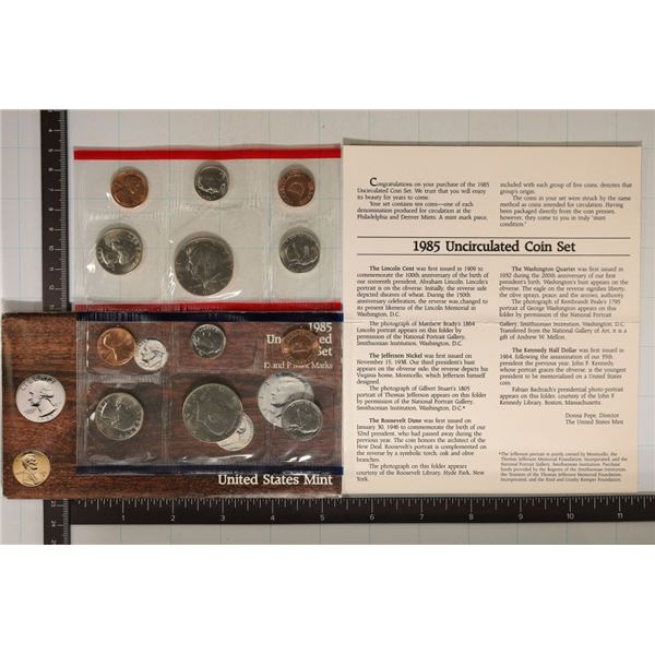 1985 US MINT SET (UNC) P/D (WITH ENVELOPE)