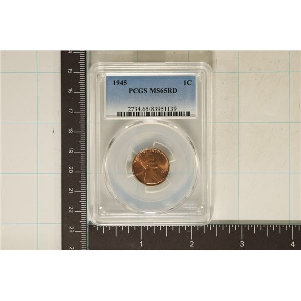 1945 LINCOLN WHEAT CENT PCGS MS65RD
