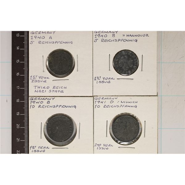 4-GERMAN REICHSPFENNIGS WITH SWASTIKAS: 1940-A&B