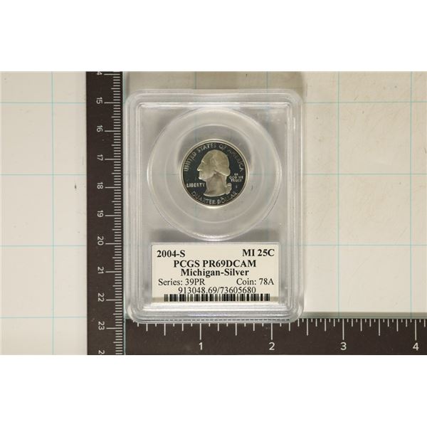 2004-S SILVER MICHIGAN QUARTER PCGS PR69 DCAM