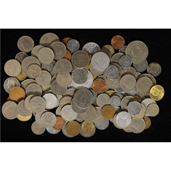 APROX 15 OZ. OF ASSORTED FOREIGN COINS. FUN