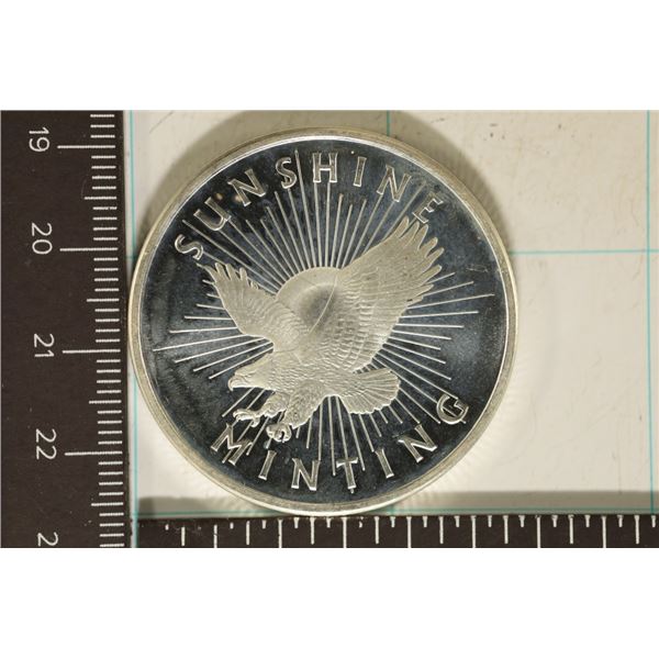 1 TROY OZ .999 FINE SILVER PF ROUND SUNSHINE