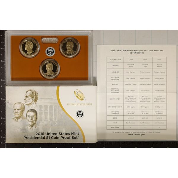 2016 US PRESIDENTIAL DOLLAR 3 COIN PF SET IN BOX