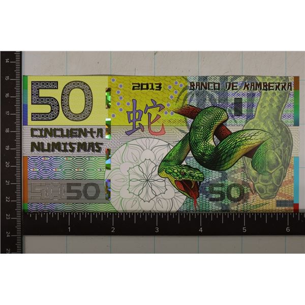 2013 KAMBERRA POLYMER CU 50 NUMISMAS YEAR OF THE