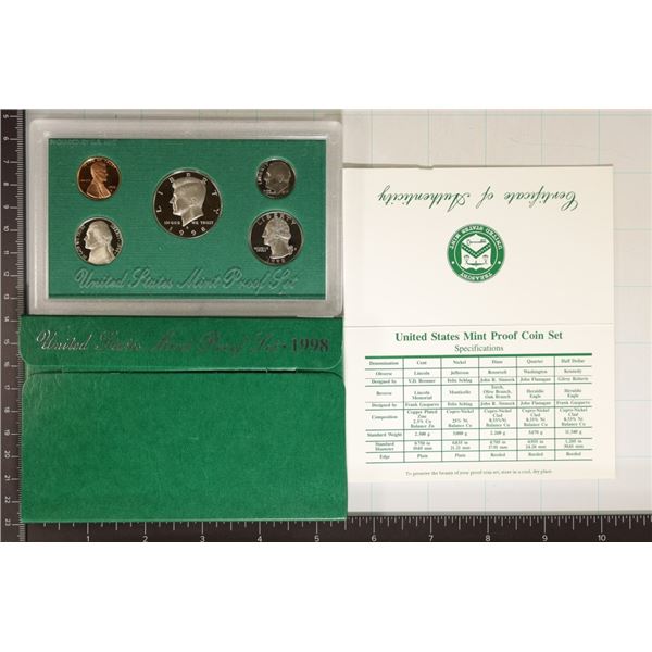 1998 US PROOF SET (WITH BOX) & WITH CERTIFICATE