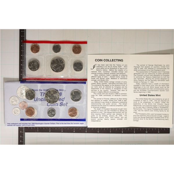 1998 US MINT SET (UNC) P/D (WITH ENVELOPE) AND