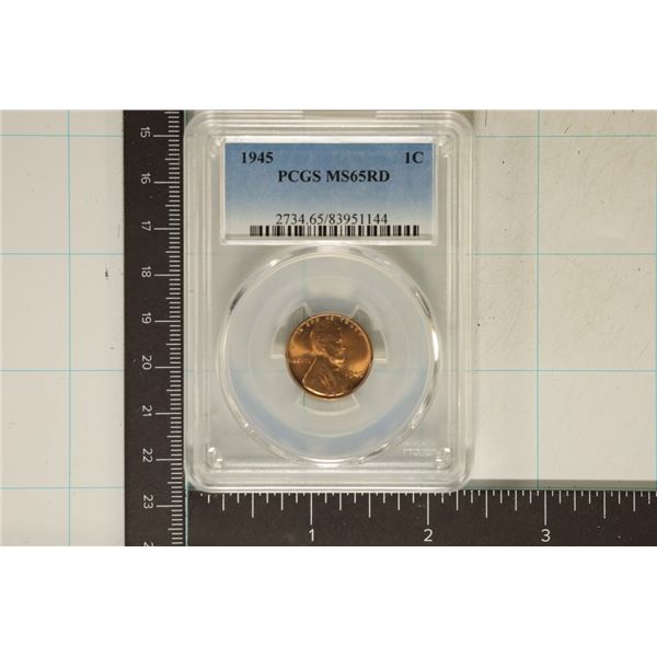 1945 LINCOLN WHEAT CENT PCGS MS65RD