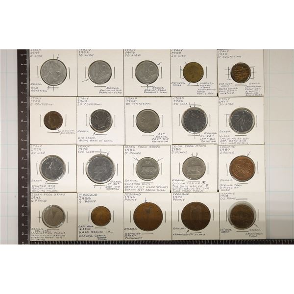 ERRORS-20 ASSORTED FOREIGN COINS: 12 ITALY
