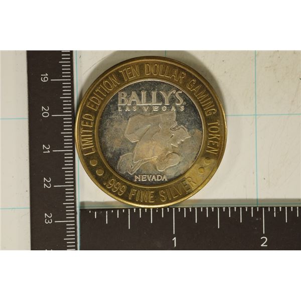 CASINO $10 SILVER TOKEN (UNC) BALLY'S LAS VEGAS