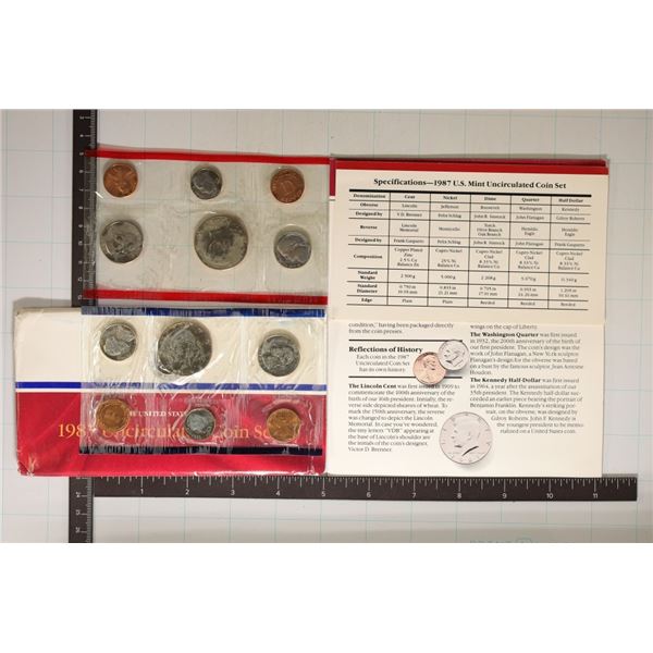 1987 US MINT SET (UNC) P/D (WITH ENVELOPE) AND