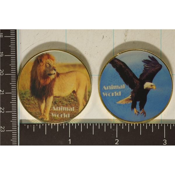 2 GOLD PLATED 1 OZ. ANIMAL WORLD PF ROUNDS: