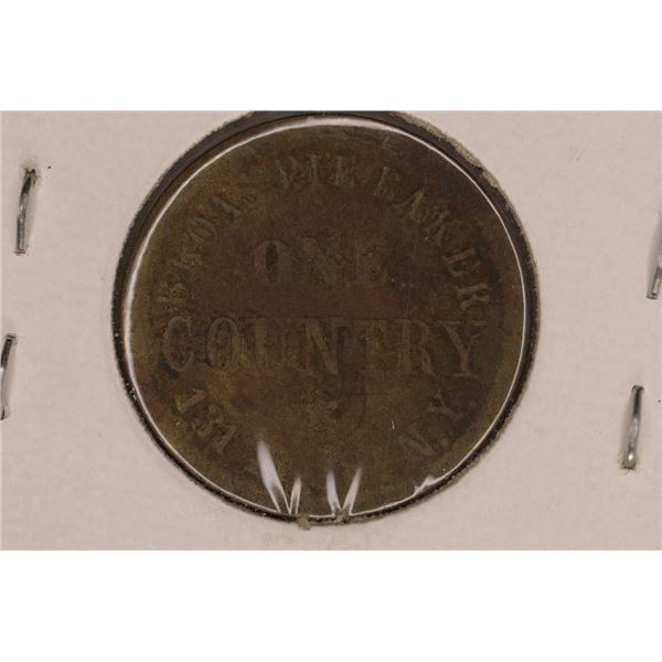 1863 CIVIL WAR TOKEN UNITED WE STAND ONE COUNTRY