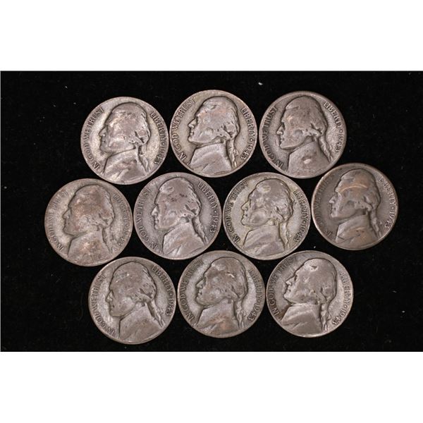 10-1943-S 35% SILVER JEFFERSON WAR NICKELS