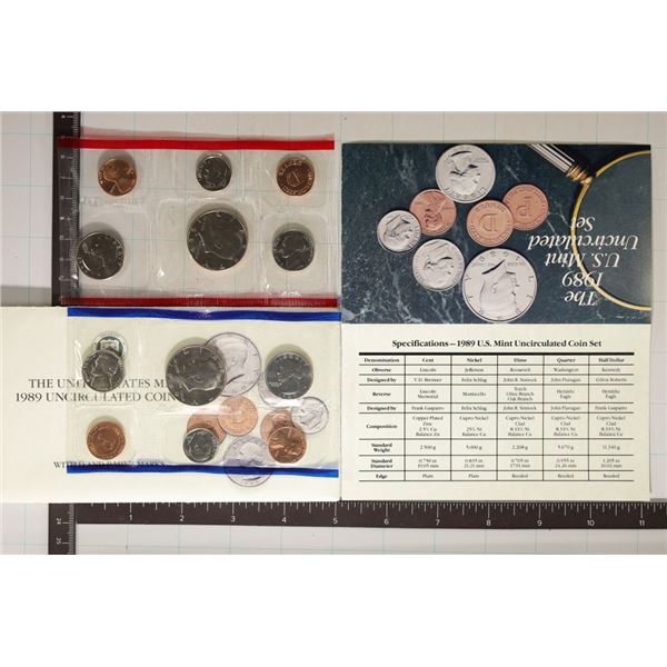 1989 US MINT SET (UNC) P/D (WITH ENVELOPE) AND