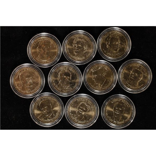 10 ASSORTED US PRESIDENTIAL DOLLARS IN HARD