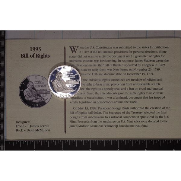 1993-S US PF HALF DOLLAR JAMES MADISON WITH