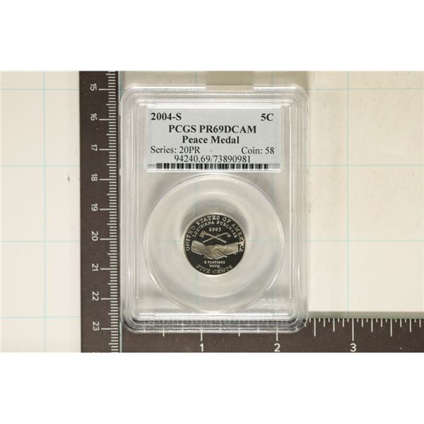 2004-S PEACE MEDAL NICKEL PCGS PR69 DCAM