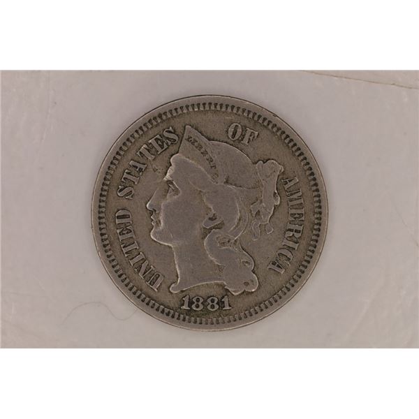1881 THREE CENT PIECE (NICKEL)