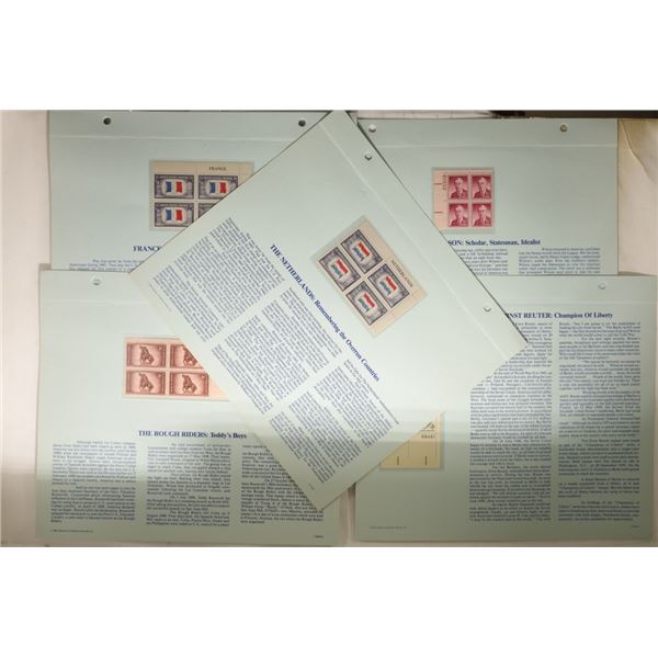 5-SETS OF 4 US UNCANCELLED POSTAGE STAMPS ON