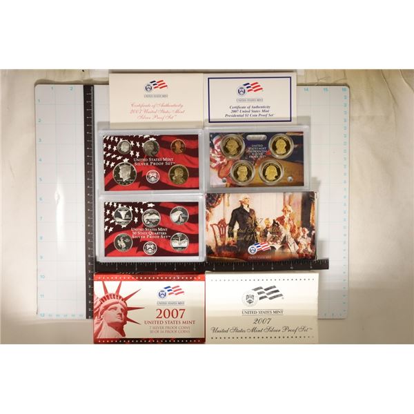 2007 US SILVER PROOF SET (WITH BOX) 14 PIECES &
