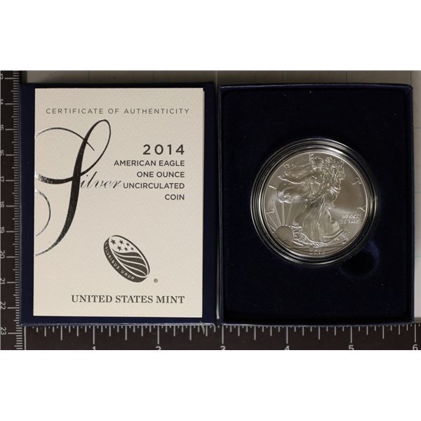 2014-W UNC AMERICAN SILVER EAGLE WITH CERTIFICATE