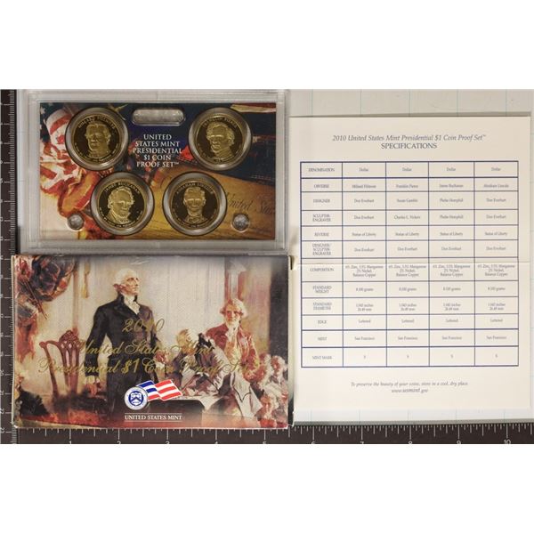 2010 US PRESIDENTIAL DOLLAR 4 COIN PF SET WITH BOX