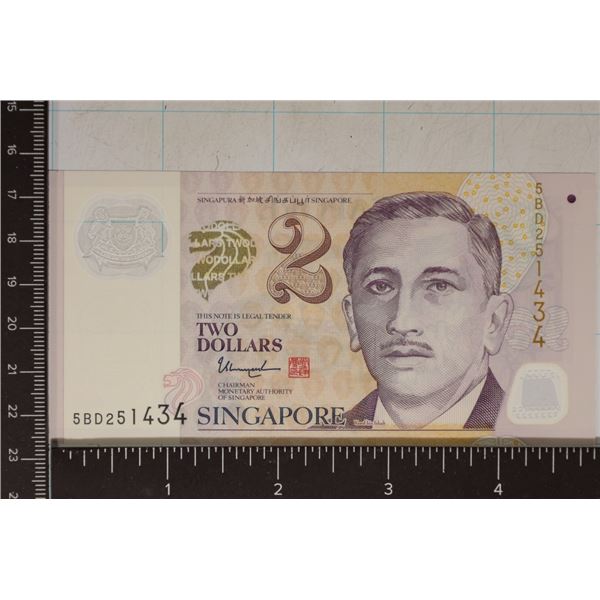 SINGAPORE CU $2 "EDUCATION POLYMER COLORIZED