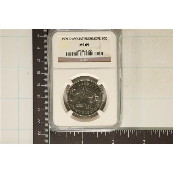 1991-D MT. RUSHMORE US HALF DOLLAR NGC MS69