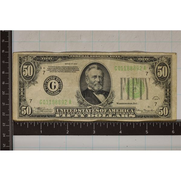 1934 US $50 GREEN SEAL FRN