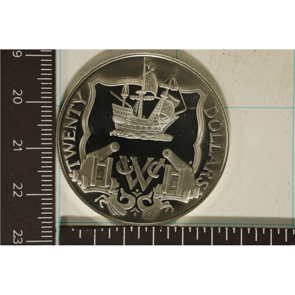 1985 BRITISH VIRGIN ISLANDS PF $20 STERLING SILVER