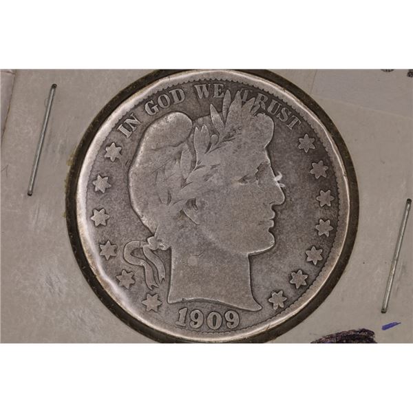 1909 SILVER BARBER HALF DOLLAR