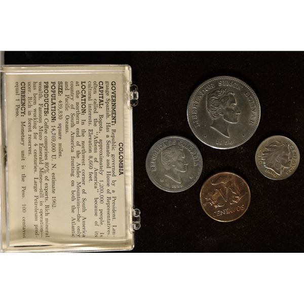 COLUMBIA 1958 / 59 FOUR COIN UNC SET WITH INFO