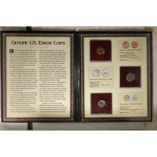 3-US ERROR COINS IN BLACK INFO FOLIO ALL UNC-