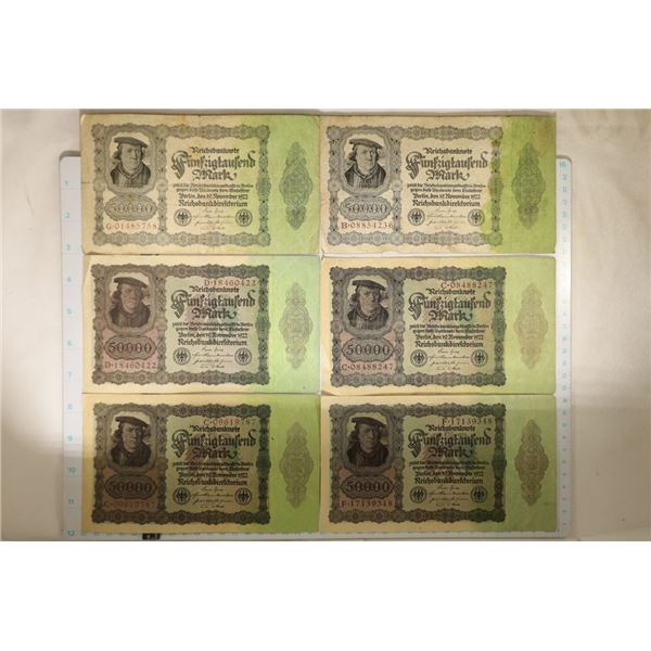 6-1922 GERMAN 50,000 MARK BILLS