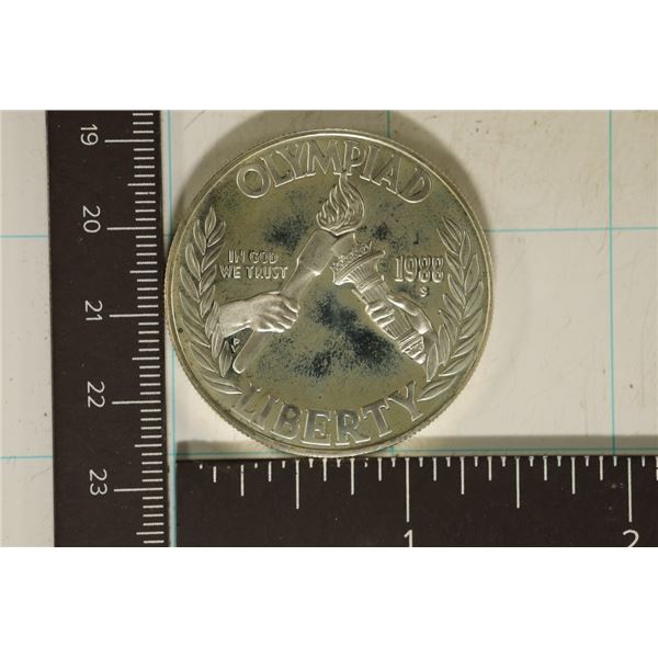 1988-S US PROOF SILVER DOLLAR OLYMPIAD CLOUDING