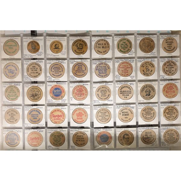 40 ASSORTED WOODEN NICKELS: GEORGE WASHINGTON