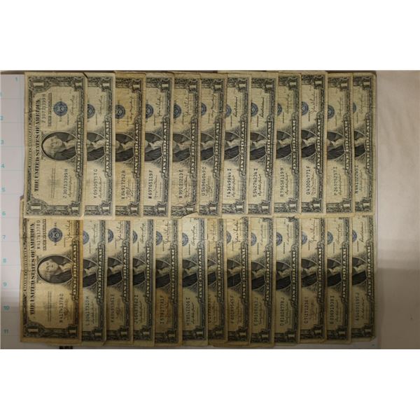 A-Z PREFIX SET OF US $1 SILVER CERTS. 25 BILLS