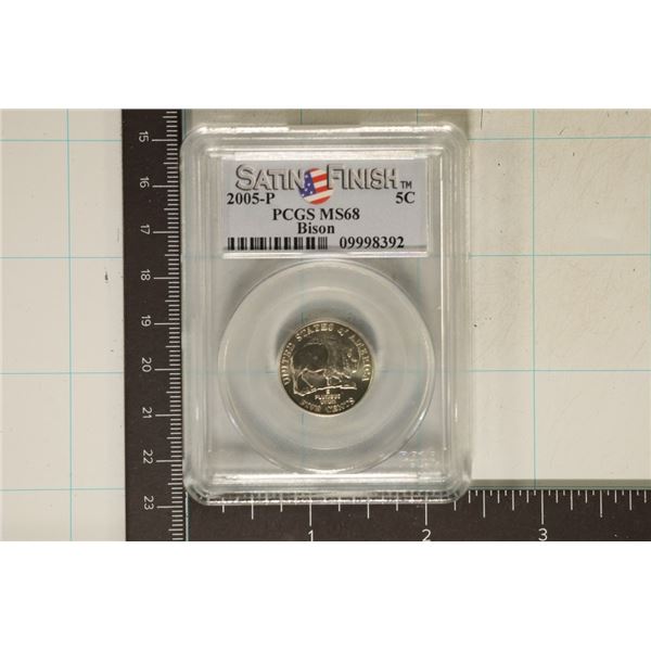 2005-P BISON NICKEL PCGS MS68 SATIN FINISH