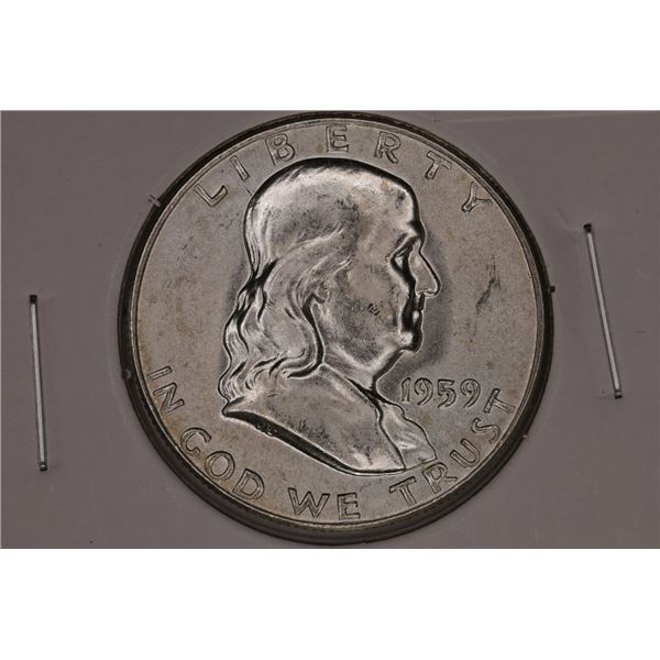 1959 SILVER FRANKLIN HALF DOLLAR BRILLIANT UNC