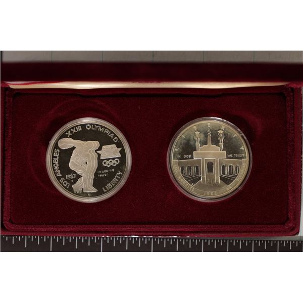 1983 & 84 US 2 COIN SILVER DOLLAR SET IN BOX:
