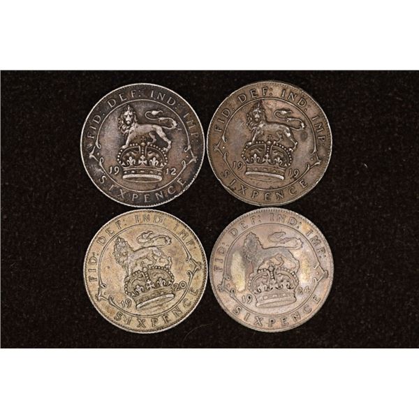 1912, 19, 20 & 1924 GREAT BRITAIN SILVER PENCE