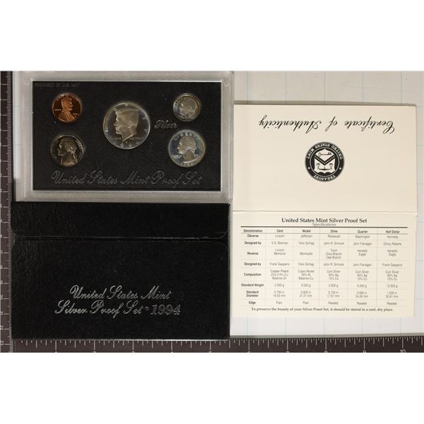 1994 US SILVER PROOF SET (WITH BOX) AND