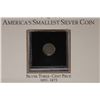 Image 1 : 1852 THREE CENT PIECE (SILVER) WITH INFO CARDS IN