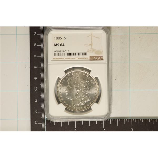 1885 MORGAN SILVER DOLLAR NGC MS64 BOOKS $115
