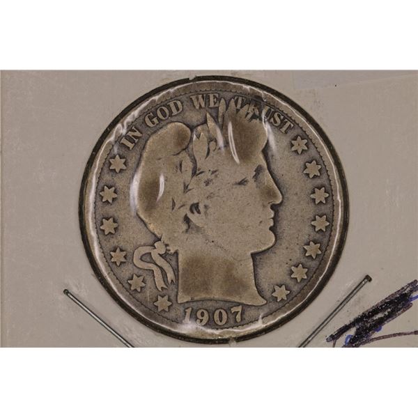 1907 SILVER BARBER HALF DOLLAR