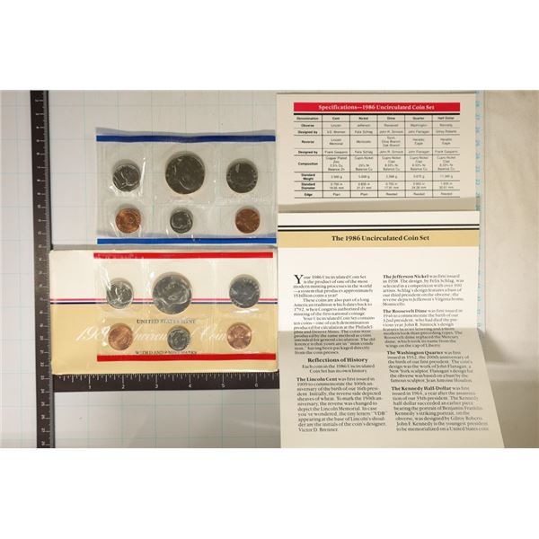 1986 US MINT SET (UNC) P/D (WITH ENVELOPE) AND