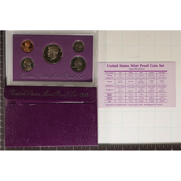 1991 US PROOF SET (WITH BOX) AND WITH CERTIFICATE