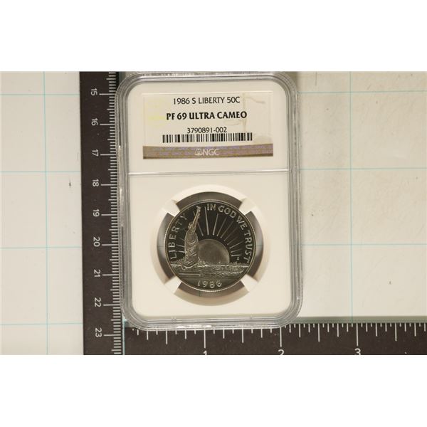 1986-S STATUE OF LIBERTY US HALF DOLLAR NGC PF69