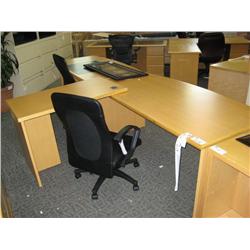 Ash Maple Bow Front L-shape Executive Desk